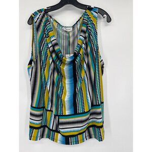 Calvin Klein Womens Multicolor Sleeveless Draped Blouse size 2X plus knit new